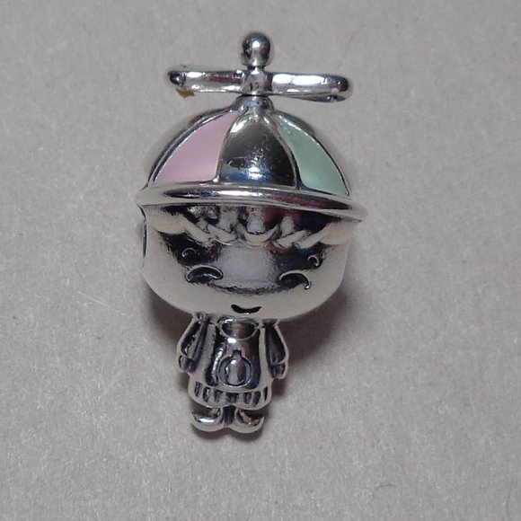 Pandora PROPELLER HAT LITTLE BOY 798015ENMX Silver Multicolor New Charm - Picture 2 of 16